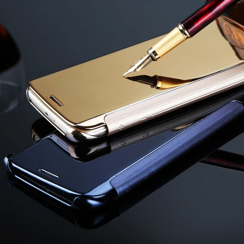 

Smart Mirror Case for huawei Flip View Transparent Electroplating Hard Mirror Screen Case For huawei mate7 8 honor 5C 4C pro G7