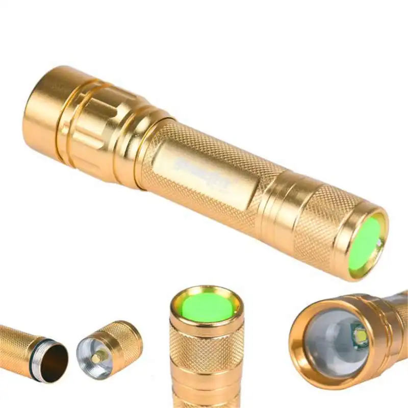 Zoomable 3000 Lumen 3 Modes XML XPE LED Focus 18650 Gold Lamp Flashlight torch flashlight t6 powerful led flashlight #4A31 (6)