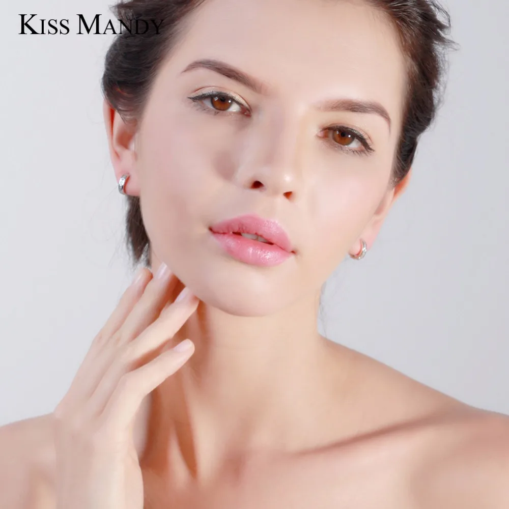 Женские сережки кольца с цирконием KISS MANDY в офисном стиле LE101|fashion hoop earrings|hoop