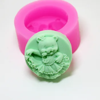 

AM017 Dancer bear round shape silicone mold Handmade Soap Clay craft mold DIY decoration tools