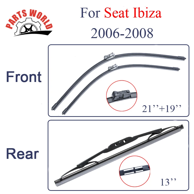 Group Rubber Front And Rear Wiper Blades For Seat 2006 2008
