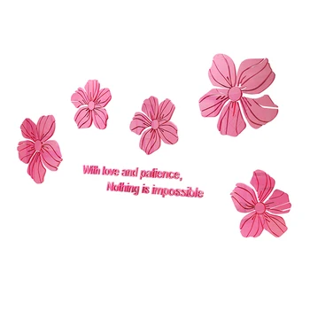 

Five flowers Acrylic mirror wall stickers living room bedroom 3d wall sticker TV backdrop DIY Art wall decor