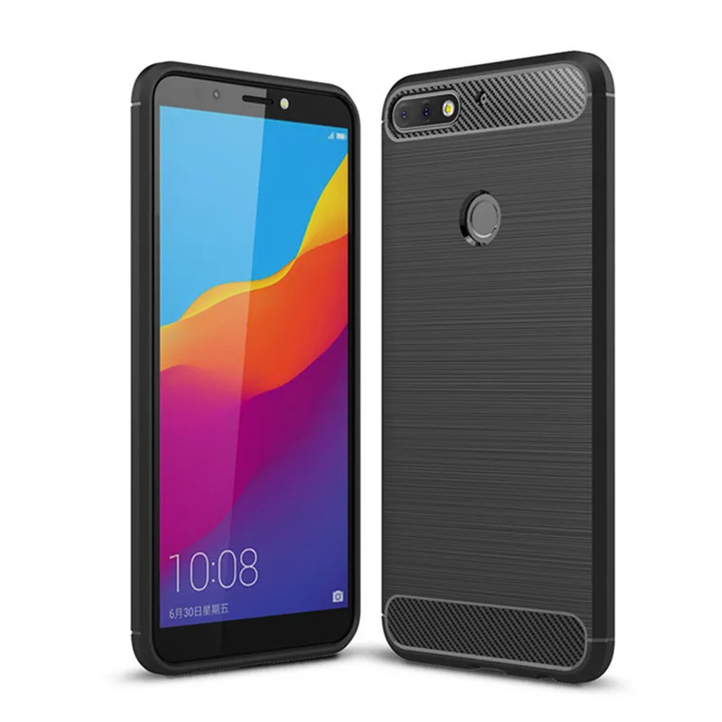 Huawei Y7 Prime 2018 Роскошный Матовый Мягкий ТПУ чехол из углеродного волокна для Nova 2 Lite