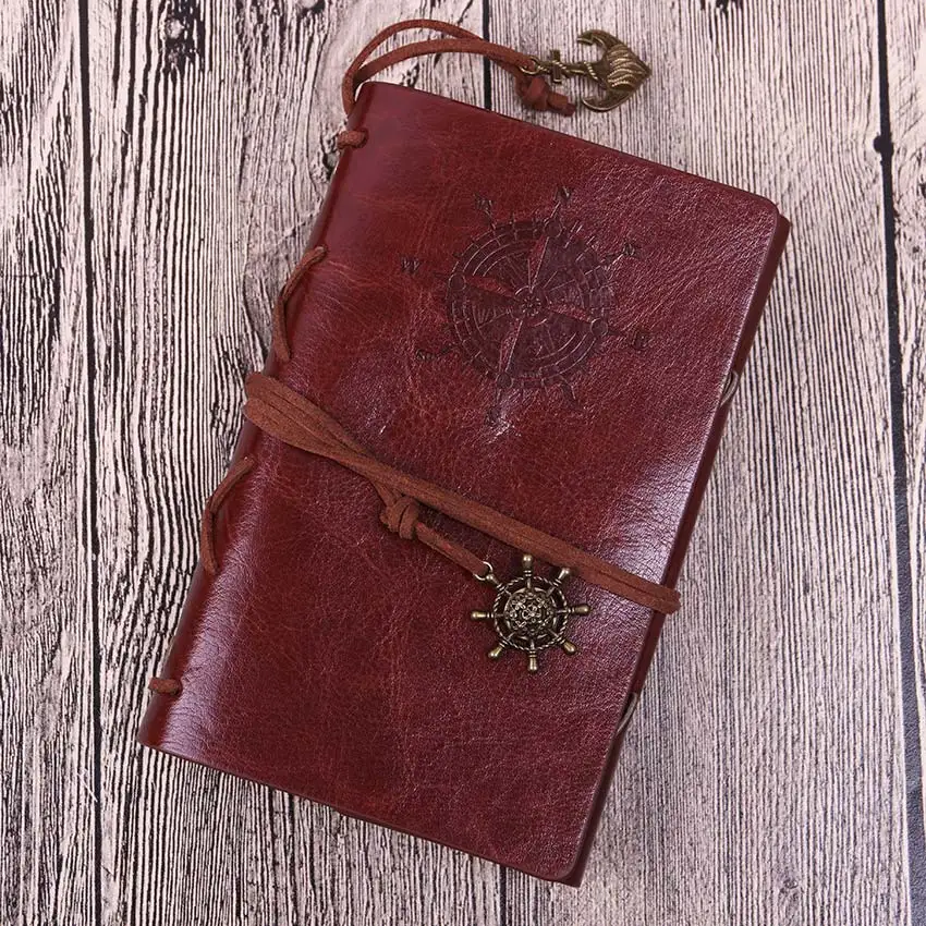 Классический винтажный блокнот из крафт-бумаги и журналов с медным покрытием морской якорь, блокнот для путешествий, пиратский дневник, блокнот - Цвет: Brown