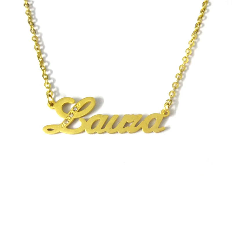 

FairLadyHood "Laura" Personalized Custom Name Necklace Gold Color Pendant & Necklace Women Men Choker Customized Name Necklace