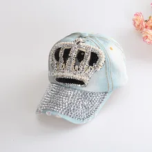 Женская ковбойская шляпа, корона, джинсовые джинсы, потертые хлопковые блестящие стразы, бейсболка