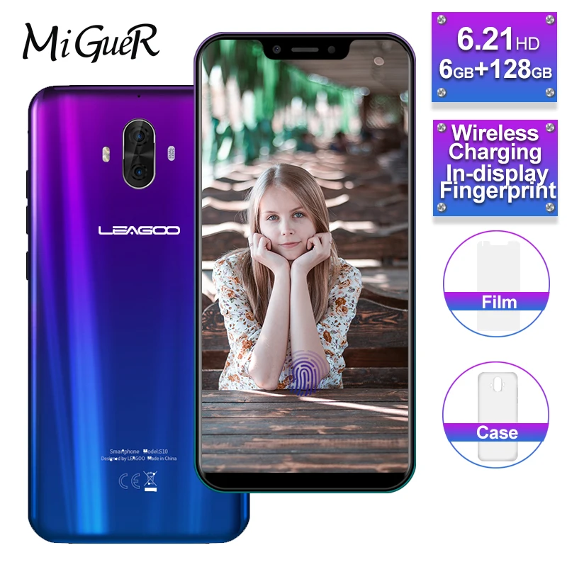 

LEAGOO S10 4G smartphone 6.21 "19:9 display Android 8.0 6GB RAM 128GB ROM 4080mAh Helio P60 screen fingerprint Mobile phone