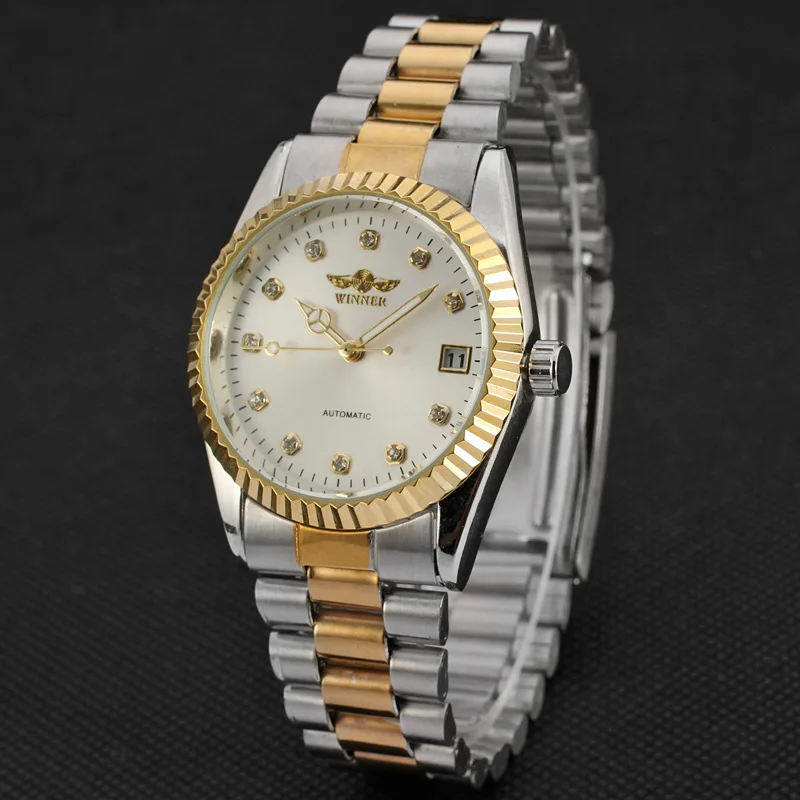 

50pcs/lot winner-D240 calendar watch high quality winner watch mechanical stainless steel watch wholesale winner watch