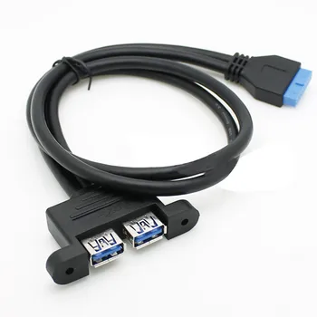 

2 Ports USB 3.0 Dual Female with Screw Mount to Motherboard 20pin Header Cable 50cm rate up to 5Gbps maximum#ZS
