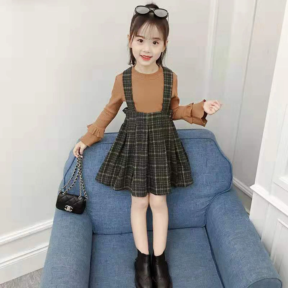 New Style Autumn Winter Spring Toddler Girl Tops+ Dresses Girls Suit Kids Clothes Girl Sets For Age 4 5 6 7 8 9 10 12 13 Year