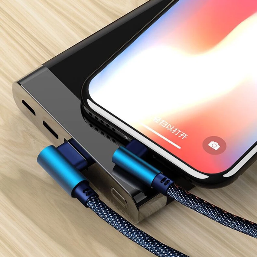 2A быстрое зарядное устройство Micro USB кабель 90 градусов USB C шнур локоть нейлоновый кабель для передачи данных с оплеткой для samsung/sony/Xiaomi Android телефон