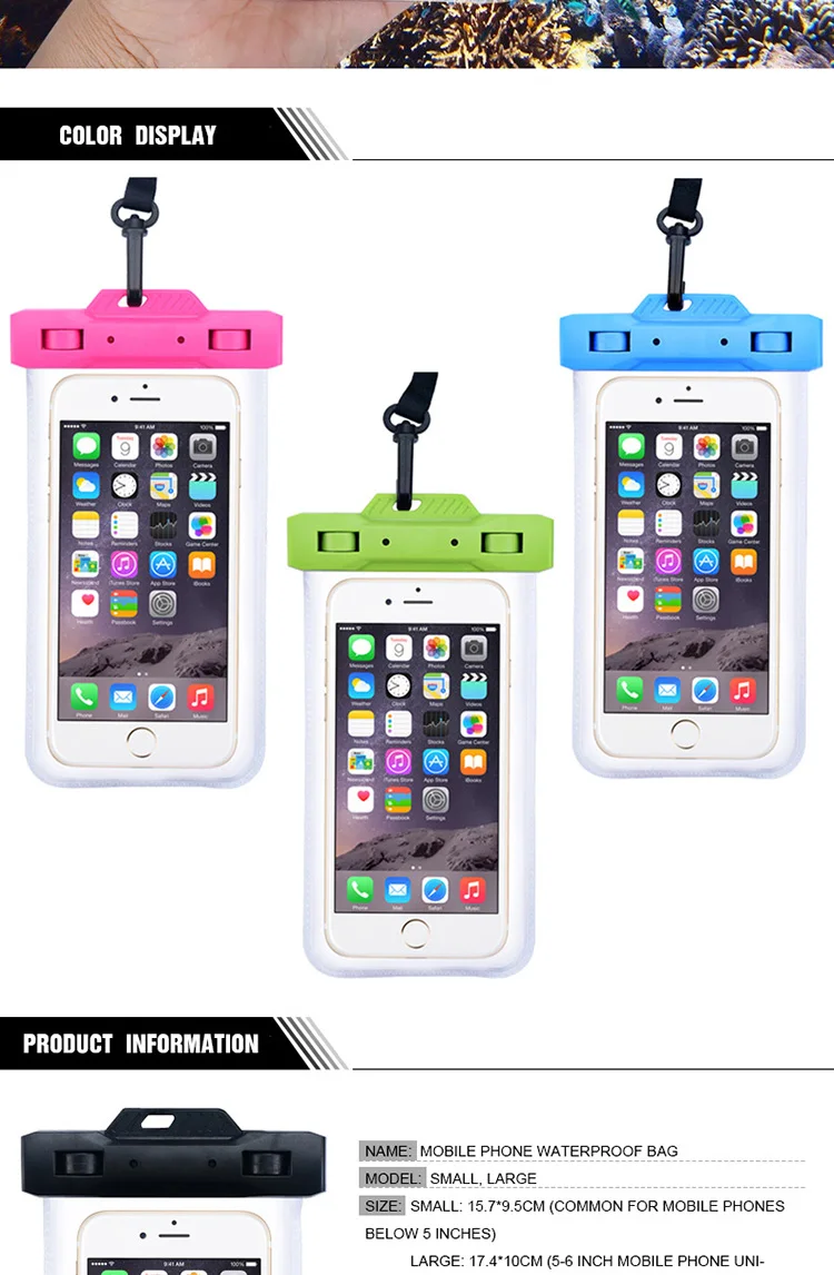 Одежда заплыва Сумка водонепроницаемая сумка пылезащитный мешок мобильный телефон чехол для iPhone 6 6s 7 huawei все модели 3,5 дюйм(ов)-6 дюйм(ов) с шнурком