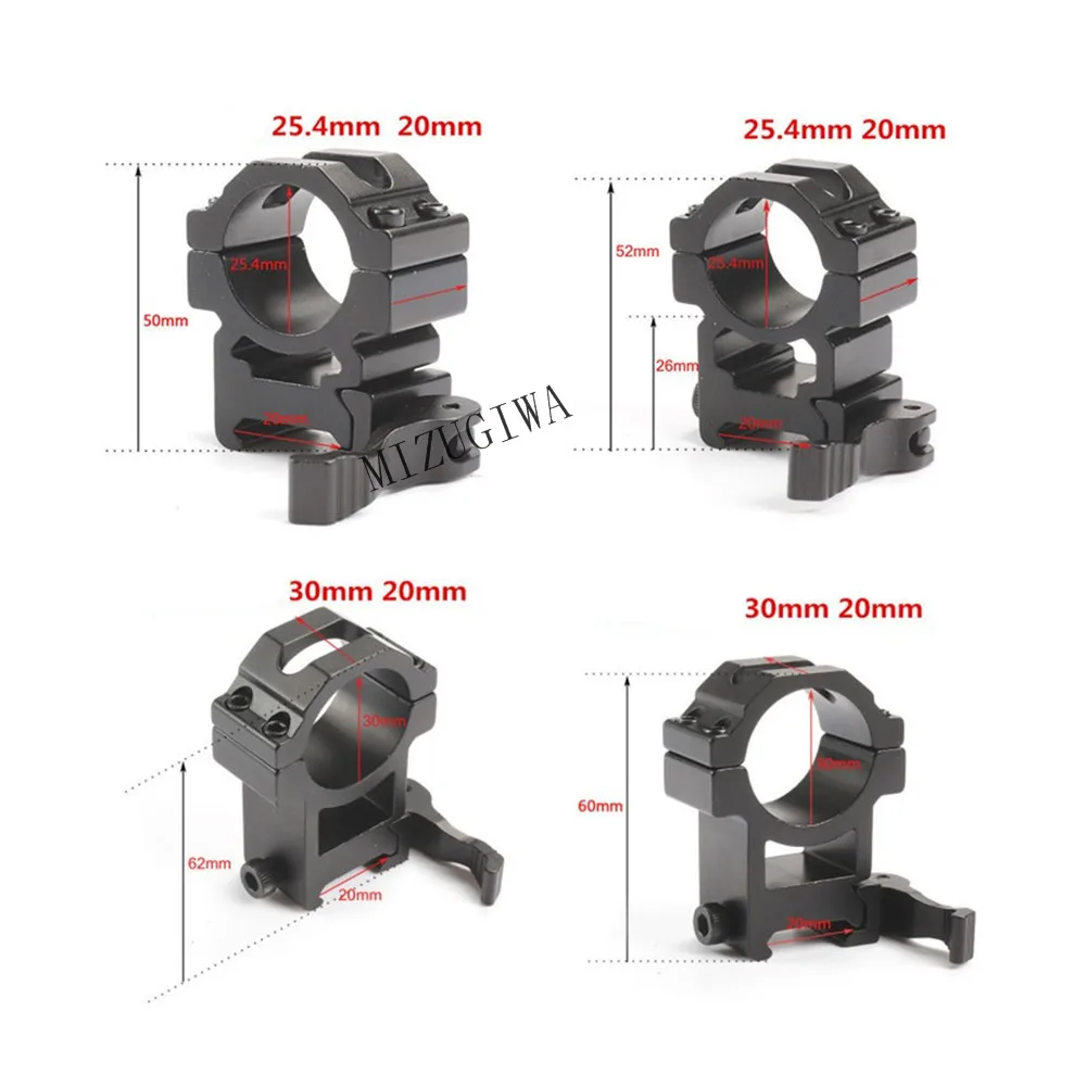 

1 pair Tactical 25.4mm 30mm Rings QD Rifle Scope Mount 20mm Picatinny Adapter Weaver Barrel Base Pistol Airsoft Hunting Caza