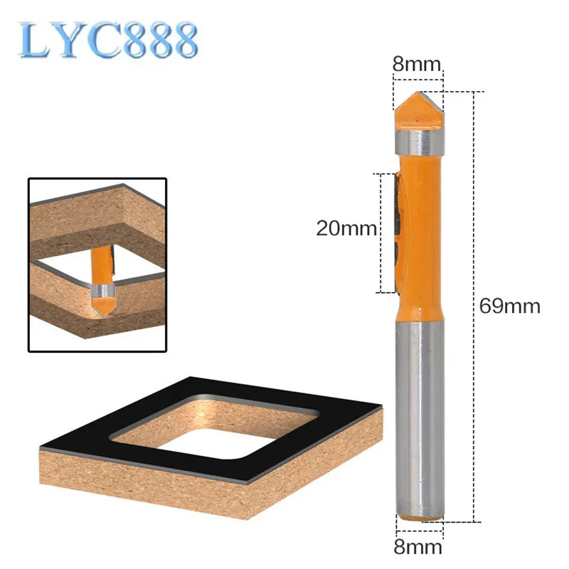 1PC 8mm Shank 1 1/4" X 1/2" Panel Pilot Bit With Drill Point Diameter