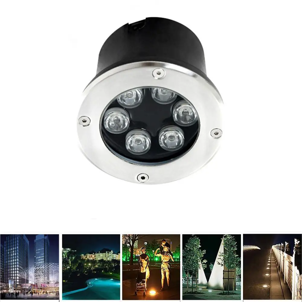 

LumiParty 6W IP67 Waterproof Round LED Buried Light Pretty Under Ground Landscape Lamp Outdoor Path Way Garden Lawn Decoration