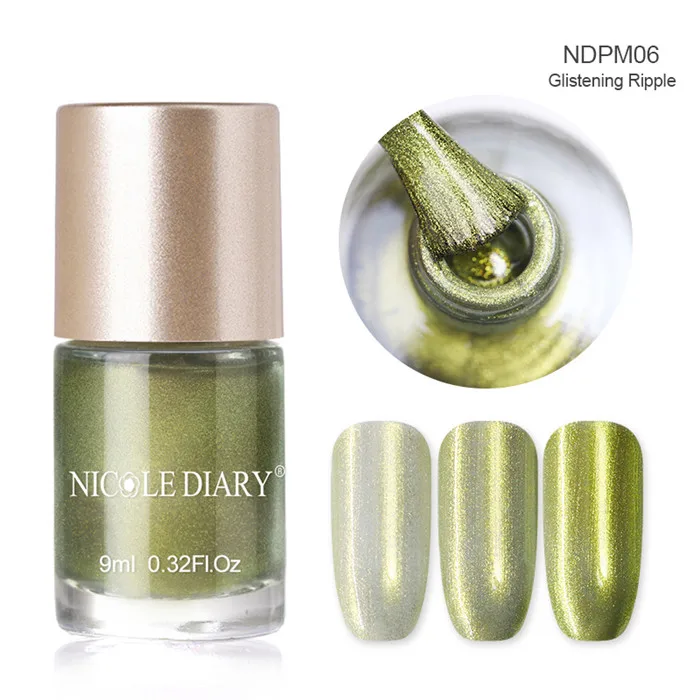 NICOLE DIARY 9 мл Набор лаков для ногтей Shimmer Shell Блестящий лак Прозрачный блестящий пилинг лак для маникюра 6 мл - Цвет: Water Based NDPM06