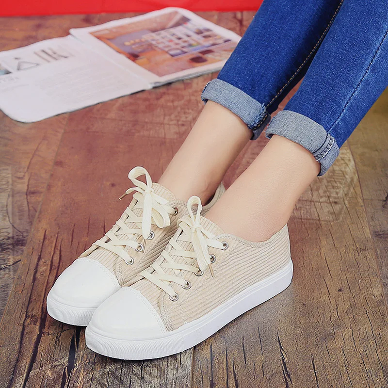 

HEE GRAND Casual Canvas Shoes Woman 2019 Spring Creepers Platform Loafers Silp-on Lace-Up Flats Comfort Women Flat Shoes XWD5164