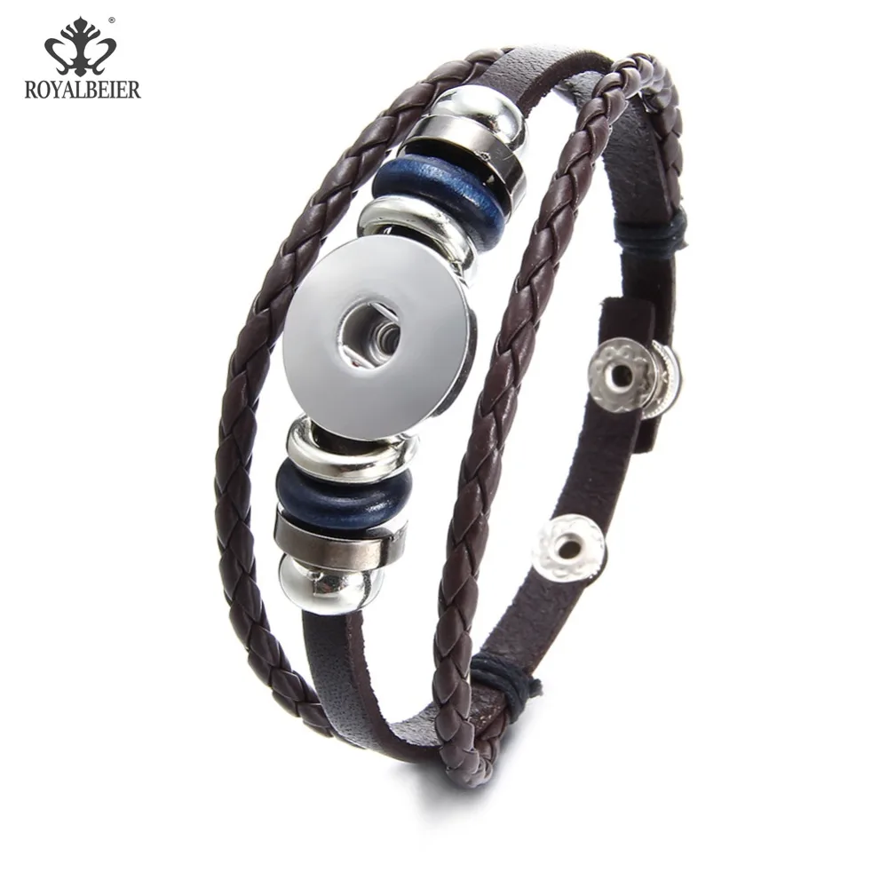 Модные амулеты из натуральной кожи оптовая продажа 18 мм браслет с кнопками и