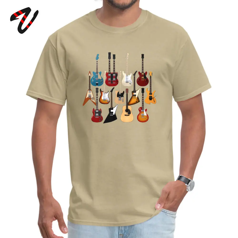 Company Too Many Guitars Funny Tshirts Round Collar Cotton Men Tees Short Sleeve ostern Day Funny Tops Shirt Free Shipping Too Many Guitars 26085 beige