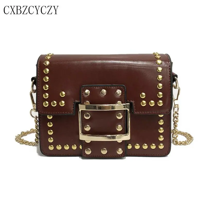 Роскошные Сумки Для женщин дизайнер сумка известная марка Crossbody клатч Заклёпки