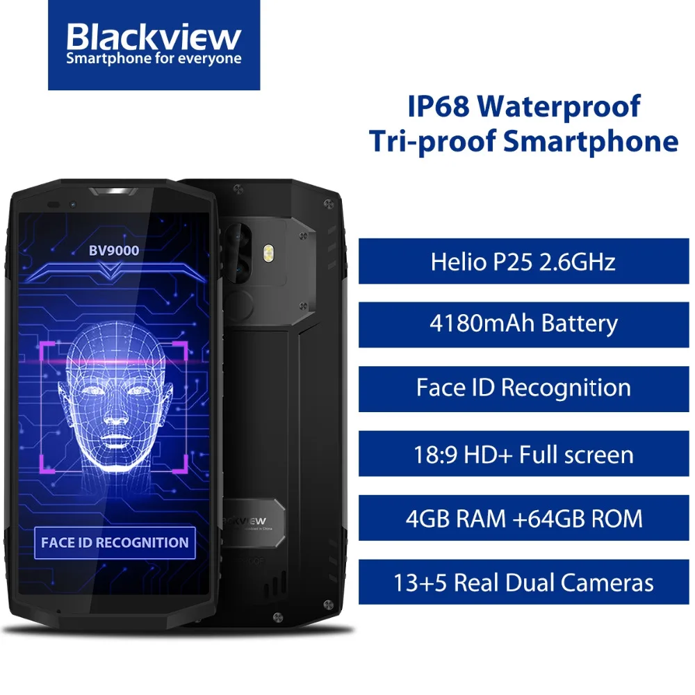 Blackview BV9000 IP68 Водонепроницаемый 5 7 &quotHD + 18:9 мобильного телефона Android 1 Helio P25