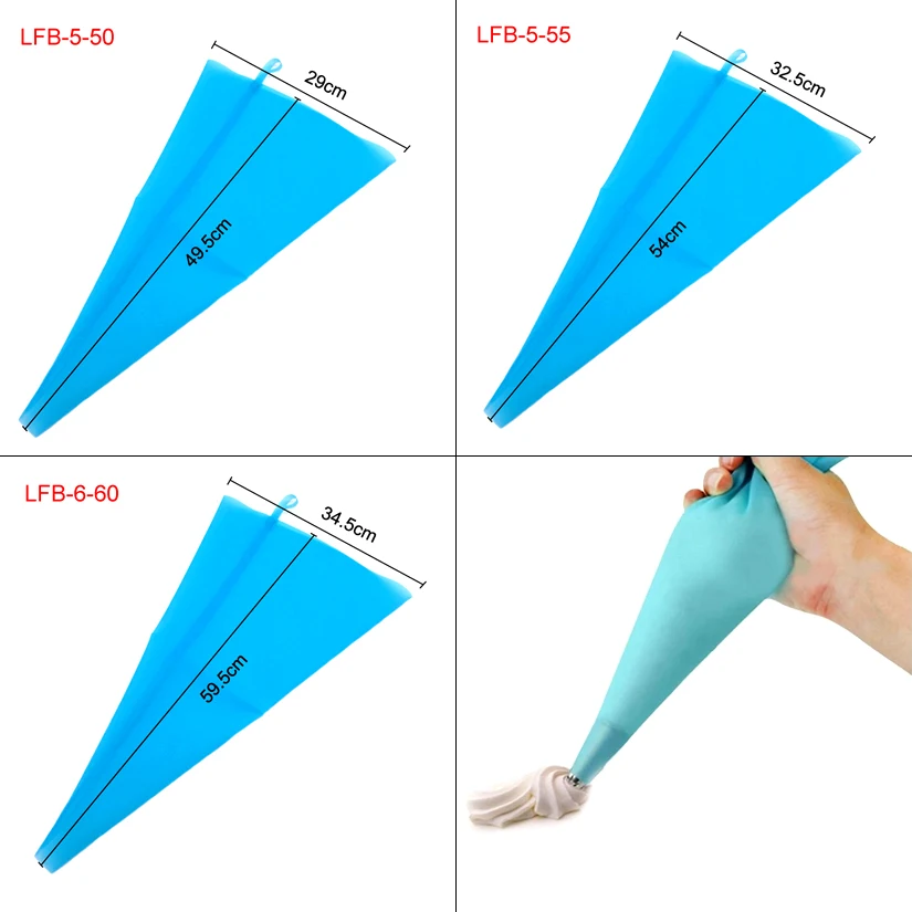 30/34/40/46/50/55/60 cm re-useable Silicone Cream Pastry Icing Bag Baking Cooking Fondant Cake Decorating Tools