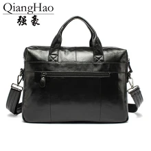 QiangHao, портфели из натуральной кожи, 1", сумка для ноутбука, мужская деловая сумка через плечо, сумка-мессенджер/сумки на плечо для мужчин