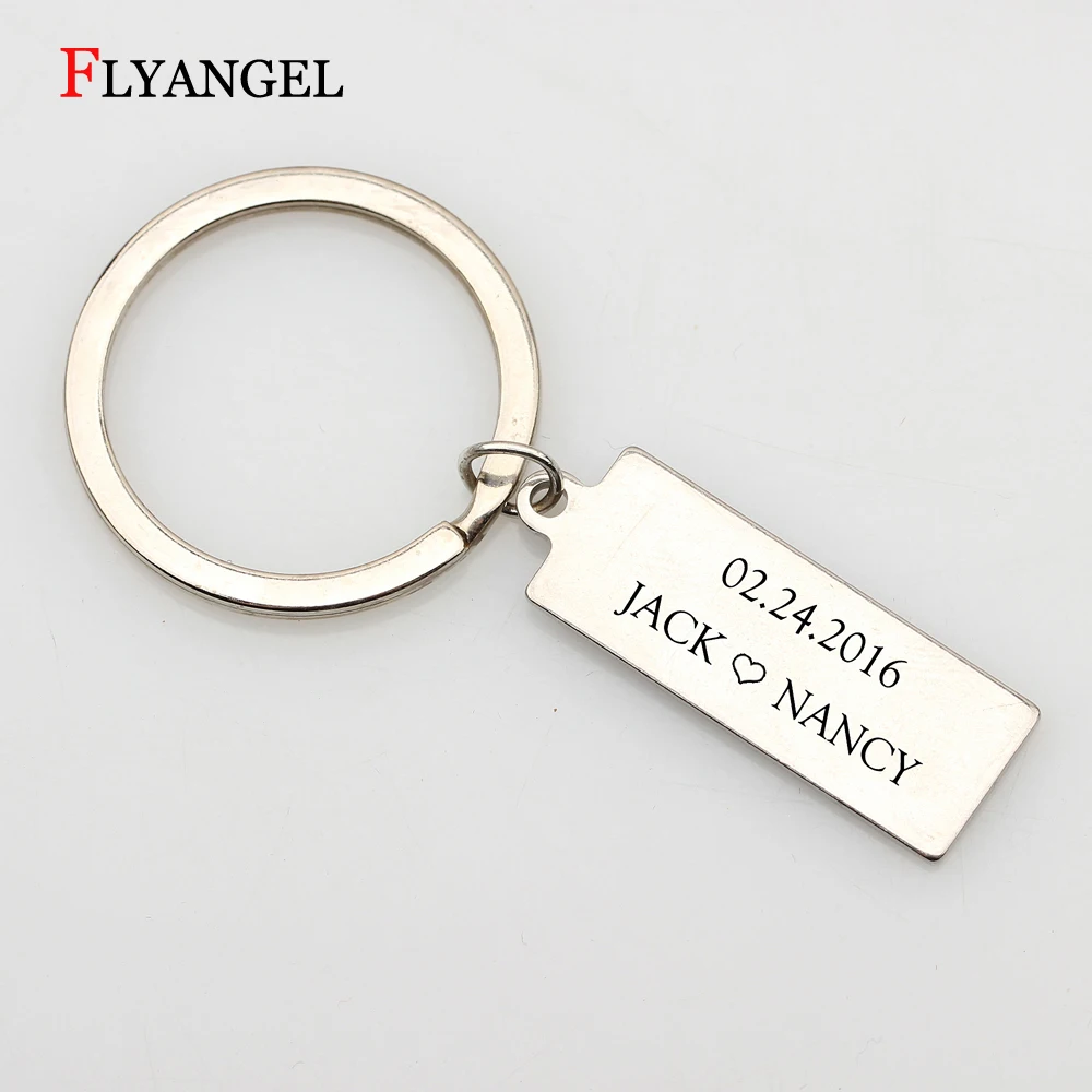 

Customized Name and Date Romantic Lover's Keychain Couples Stainless Steel Key Chain Keyring Girlfriend Boyfriend Gifts Jewelry