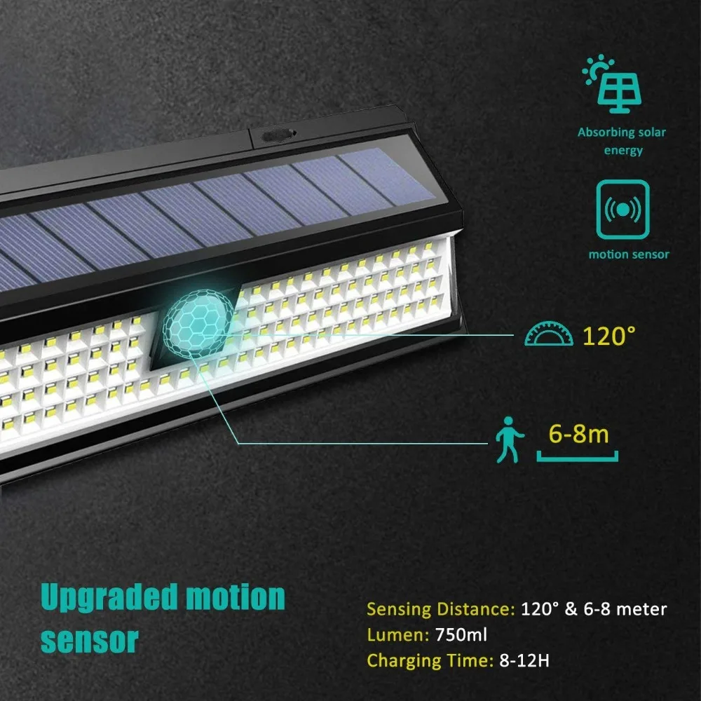 Baratos 118LED 1000LM SMD lámpara Solar impermeable iluminación al aire libre jardín luces patio PIR Sensor de movimiento emergencia lámpara Solar led de pared
