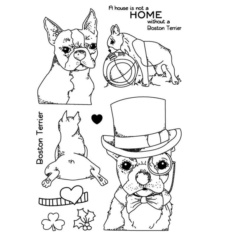

Boston Terrier Transparent Clear Silicone Stamp/Seal for DIY scrapbooking/photo album Decorative clear stamp sheets QYDZ207