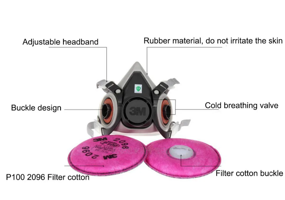 3 м 6100+ 2096 полулицевая часть многоразовый респиратор респираторная защита P100 стандартный фильтр Котто противогаз F00786