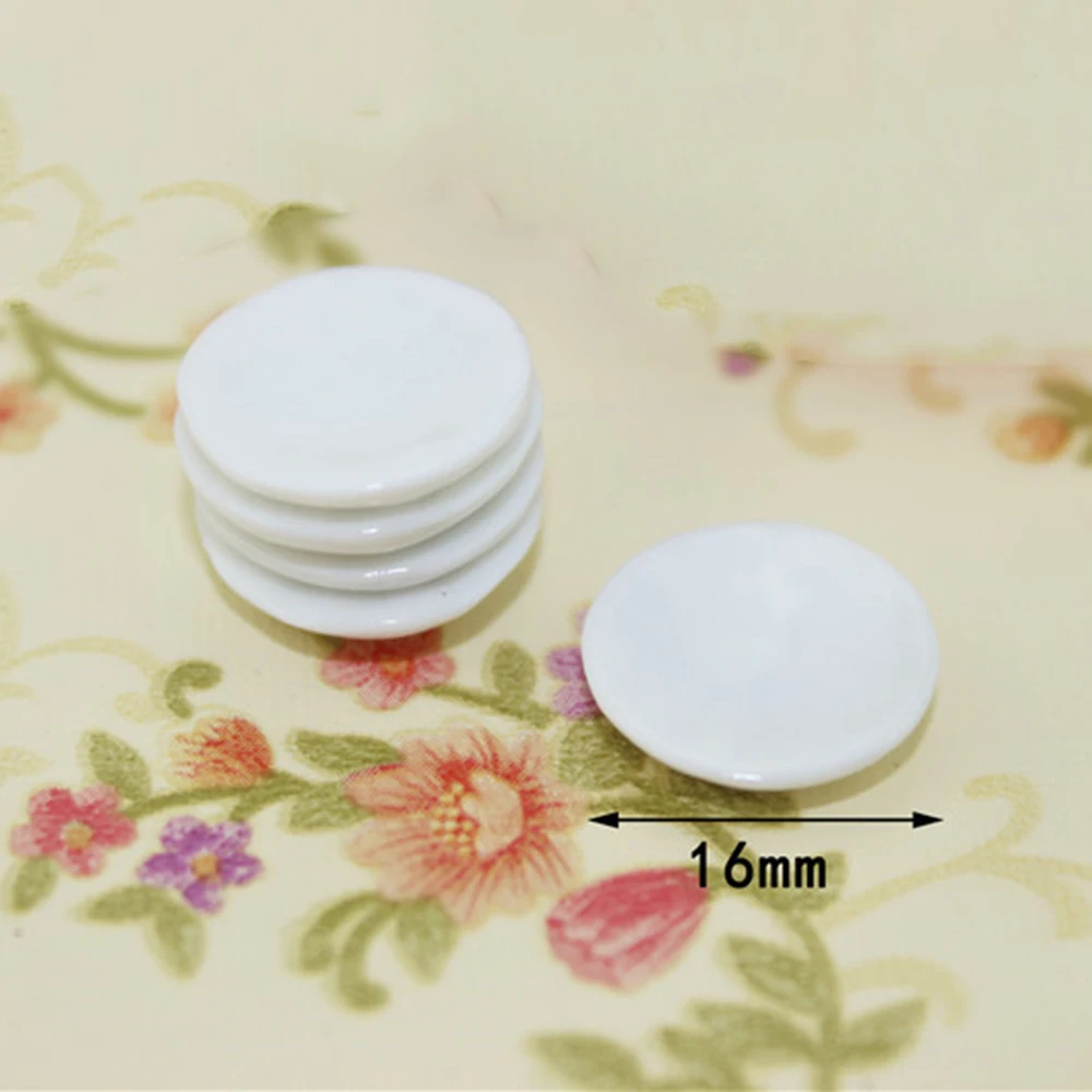 5Pcs 1/12 Dollhouse Miniature Accessories Mini Ceramic Food Plate Simulation Kitchen Dish Toys for Doll House Decoration