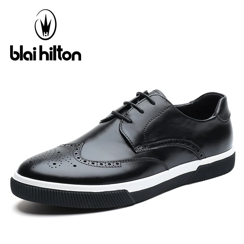 blaibilton Casual Men Shoes Brogue Classic 100 Genuine Leather Fashion font b Male b font Footwear