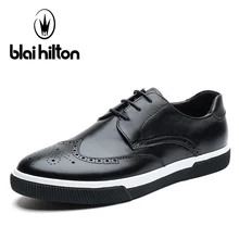 blaibilton Casual Men Shoes Brogue Classic 100 Genuine Leather Fashion font b Male b font Footwear