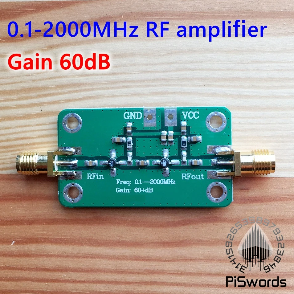 

Piswords 0.1-2000MHz RF wideband amplifier high gain 60dB low noise filter LNA Amplifier Board Module