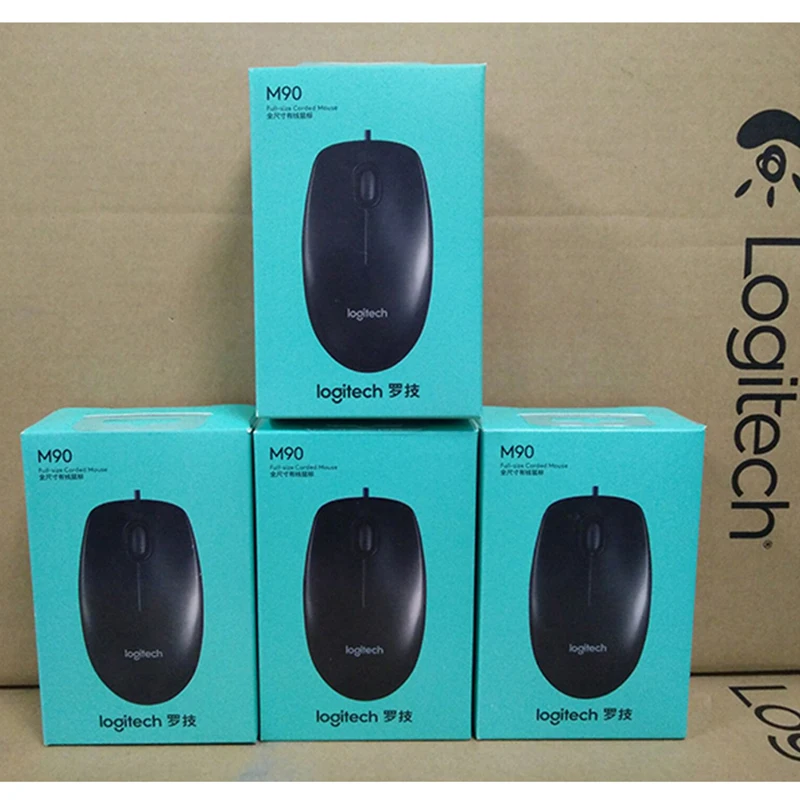 Logitech M90 компьютер Мышь портативных ПК проводной мыши 1000 точек/дюйм USB Интерфейс для Windows 10/8/7/Vista Mac