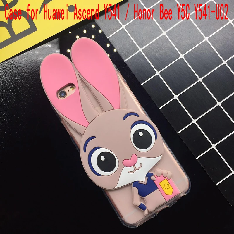 

3D Cute Pink Rabbit Case for Huawei Ascend Y541 / Honor Bee Y5C Y541-u02 Soft Silicone TPU Cartoon Back Cover Cases Fundas Capa