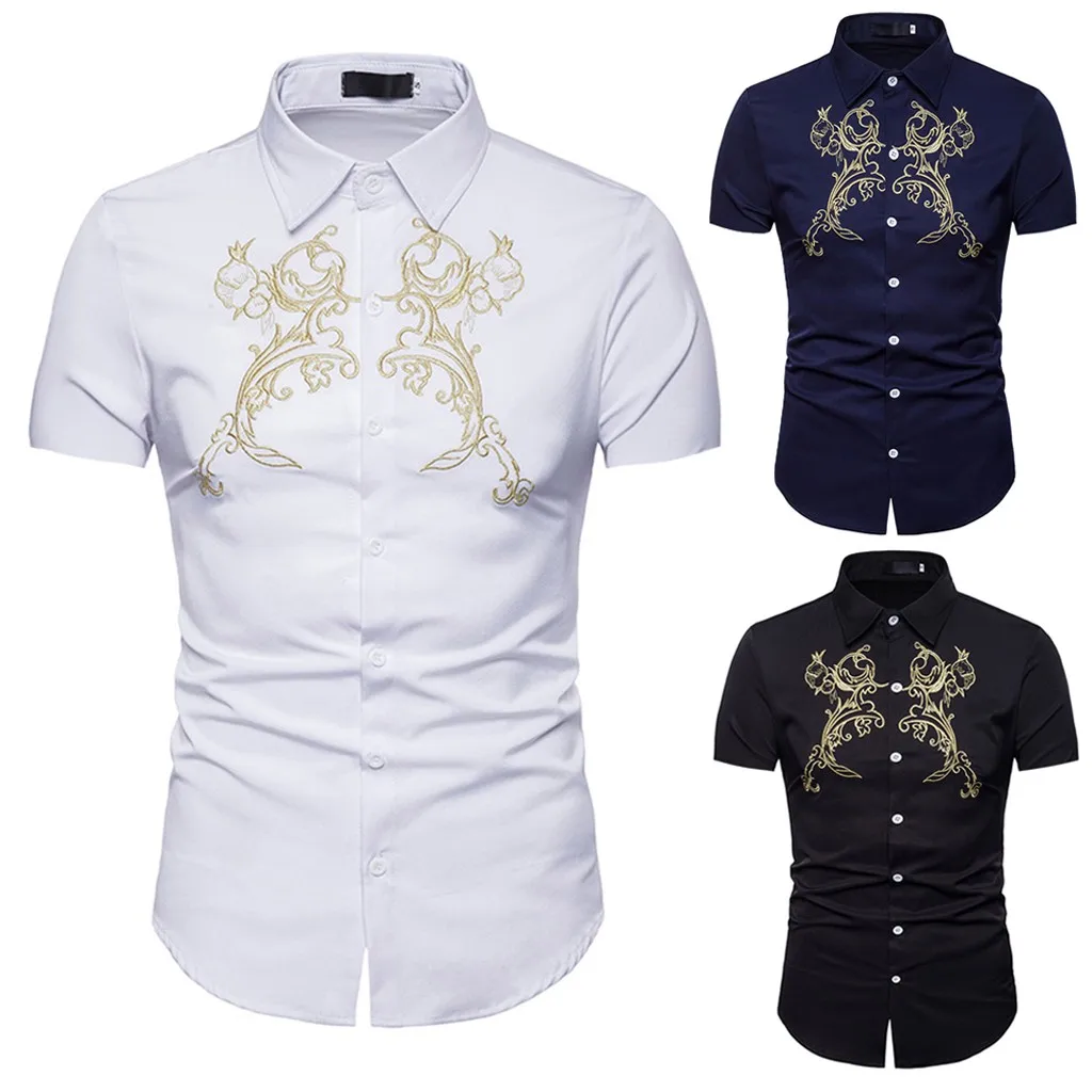 Для Мужчин's Hipster Рубашки в клетку Повседневное Slim Fit короткий рукав кнопка вниз рубашки топы с вышивкой пуговицах Гавайские рубашки a502