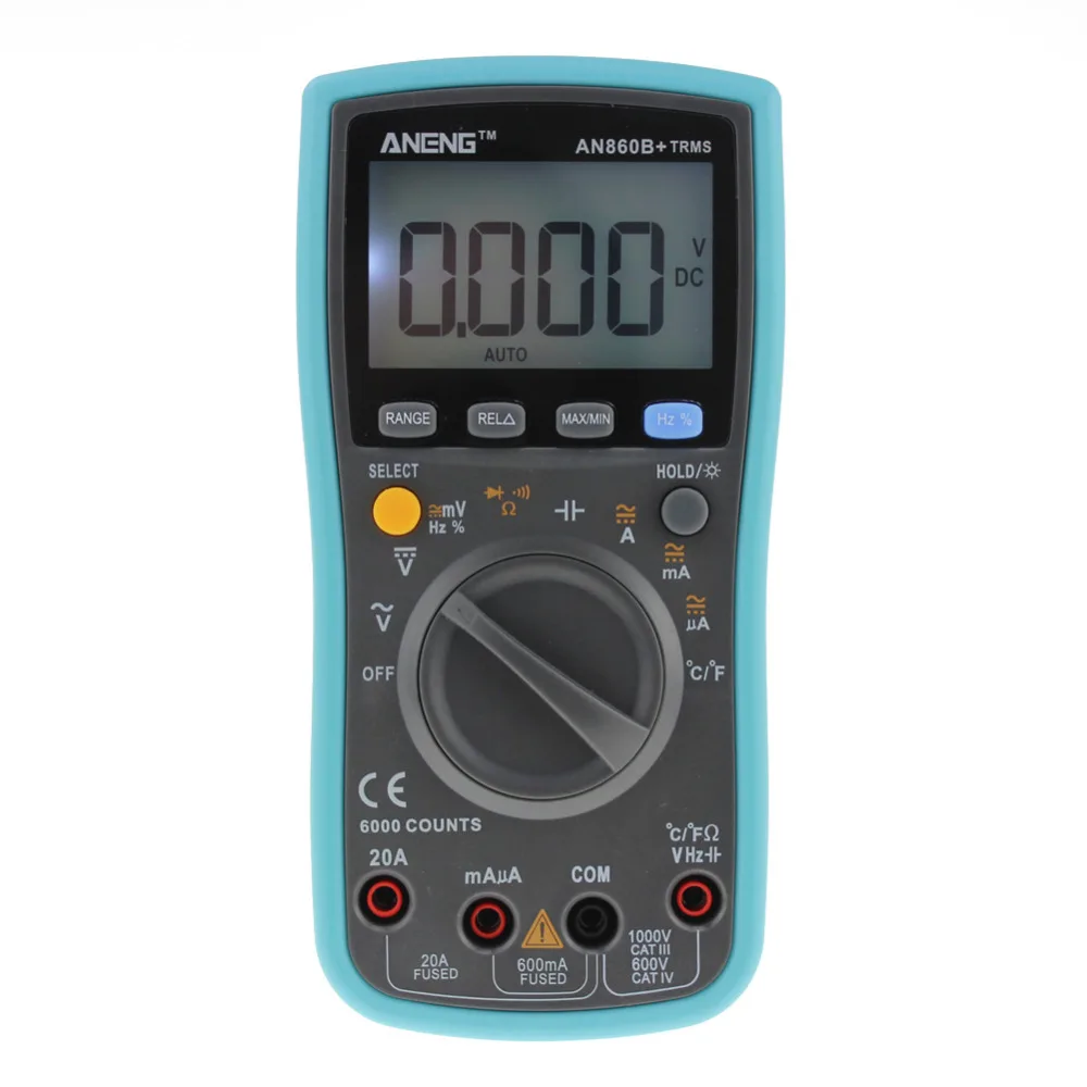 

Digital Multimeter AC DC Ohm Voltmeter Temperature Auto Range Ammeter 6000Counts With Backlight
