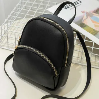 

Fashion Women Girls Mini Backpack Faux Leather Softback Cute Solid Backpack