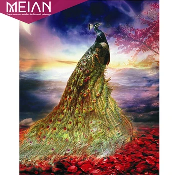 

Meian 5D Diamond Painting Diy Peacock Diamond Embroidery Animals Daimond Mosaic Kits Cross Stitch Craft Phoenix new sale
