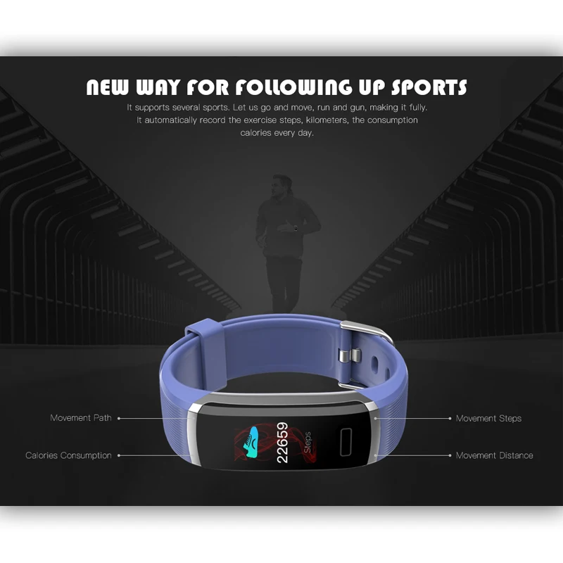 1 шт. Водонепроницаемый Шагомер фитнес-трекер для Android IOS цветной экран сердечный ритм Бег Спорт Шаговая дистанция счетчик