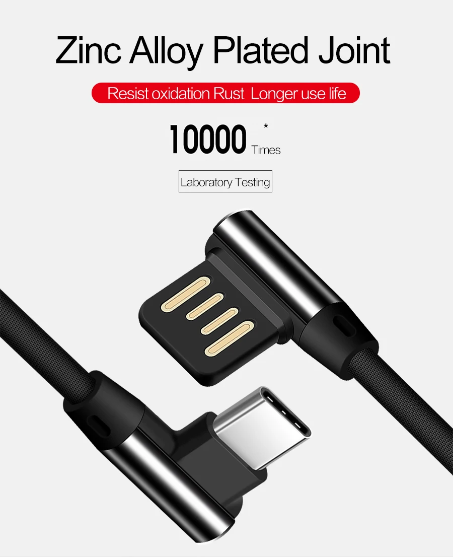 90 градусов L type-c 3,1 шнур данных зарядное устройство Usb-c для samsung Xiaomi huawei USBC type C 2.4A 2A Быстрая зарядка Usb C кабель usb type C