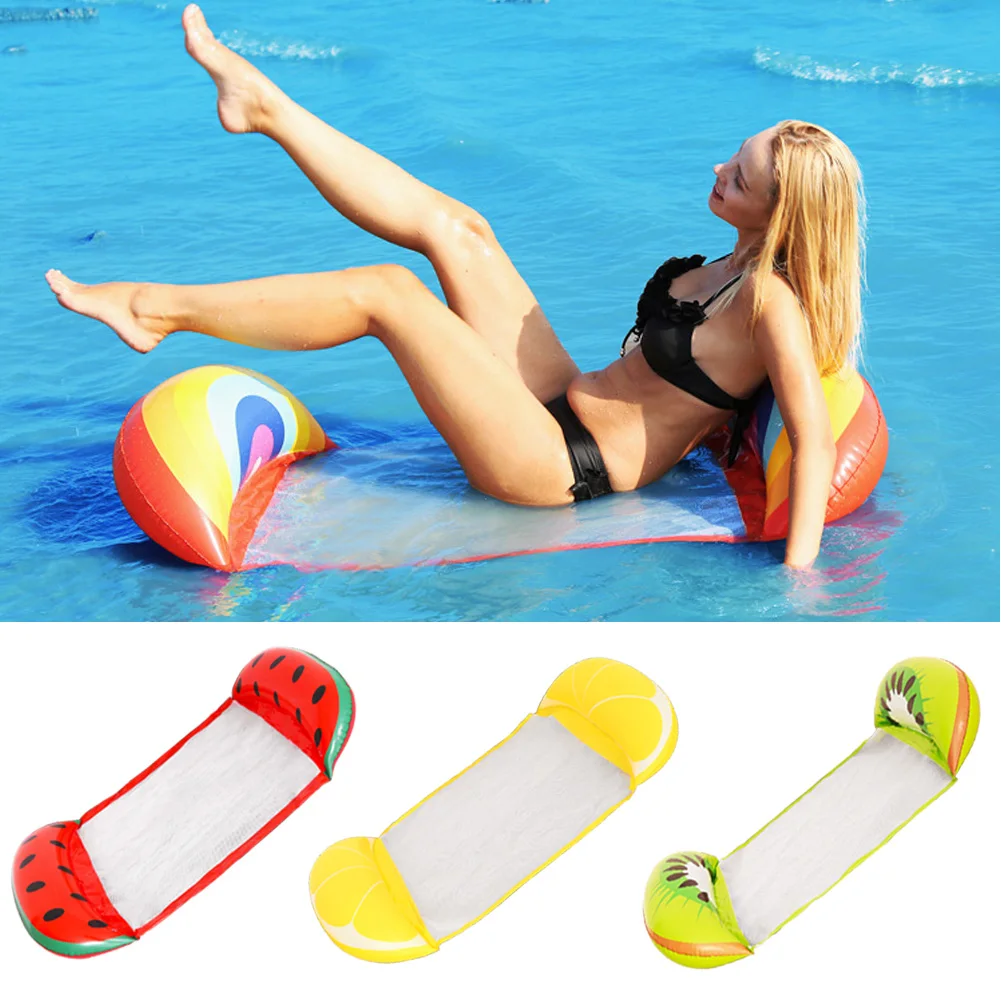 buy Folding Sofa Bed Loungers Swimming Inflatable Beach Hammock Floating Row PVC Chair Back Water Amusement Net