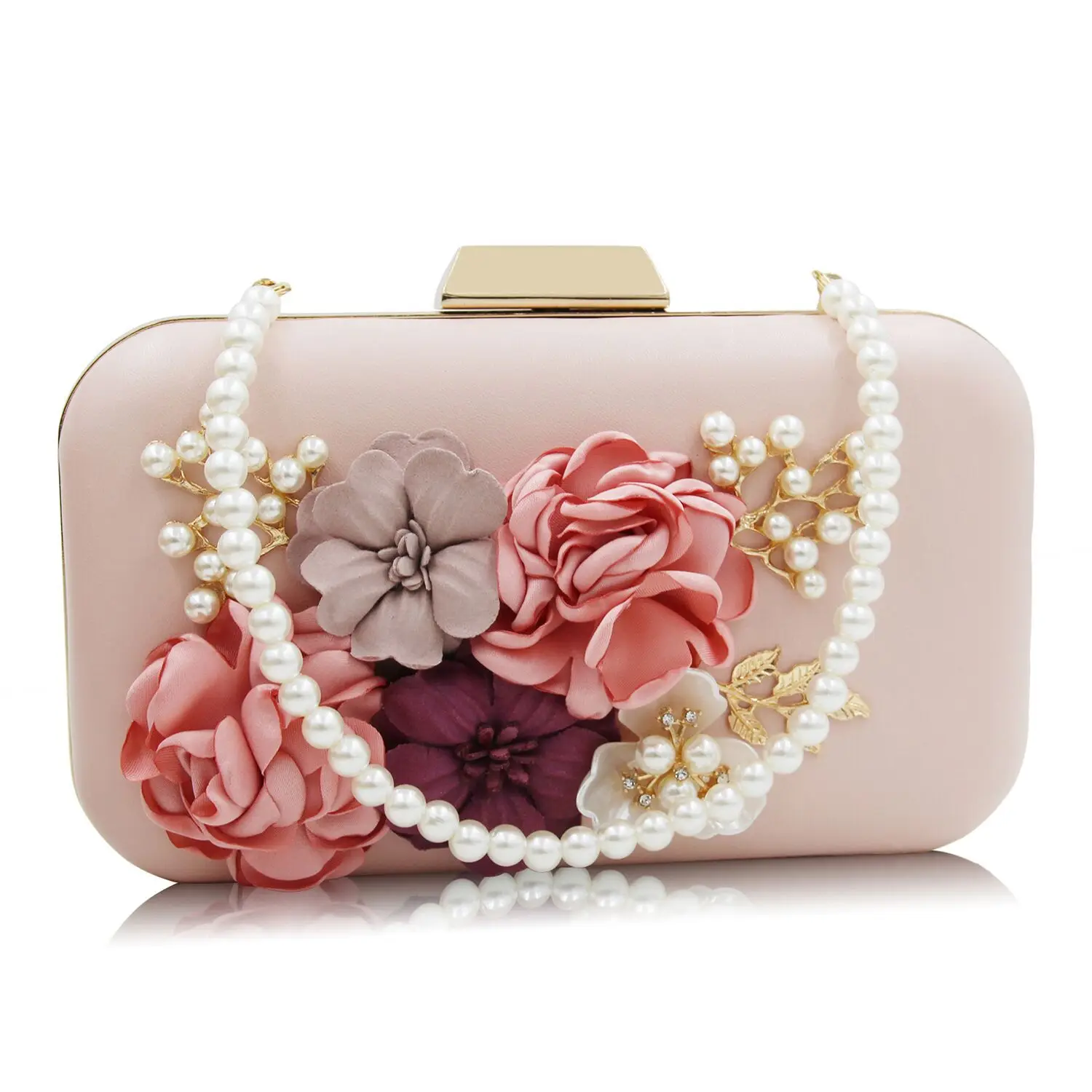 

Women's Clutches with Flowers and Pearls, Evening Bags, Handbags, Wedding Clutch Purse