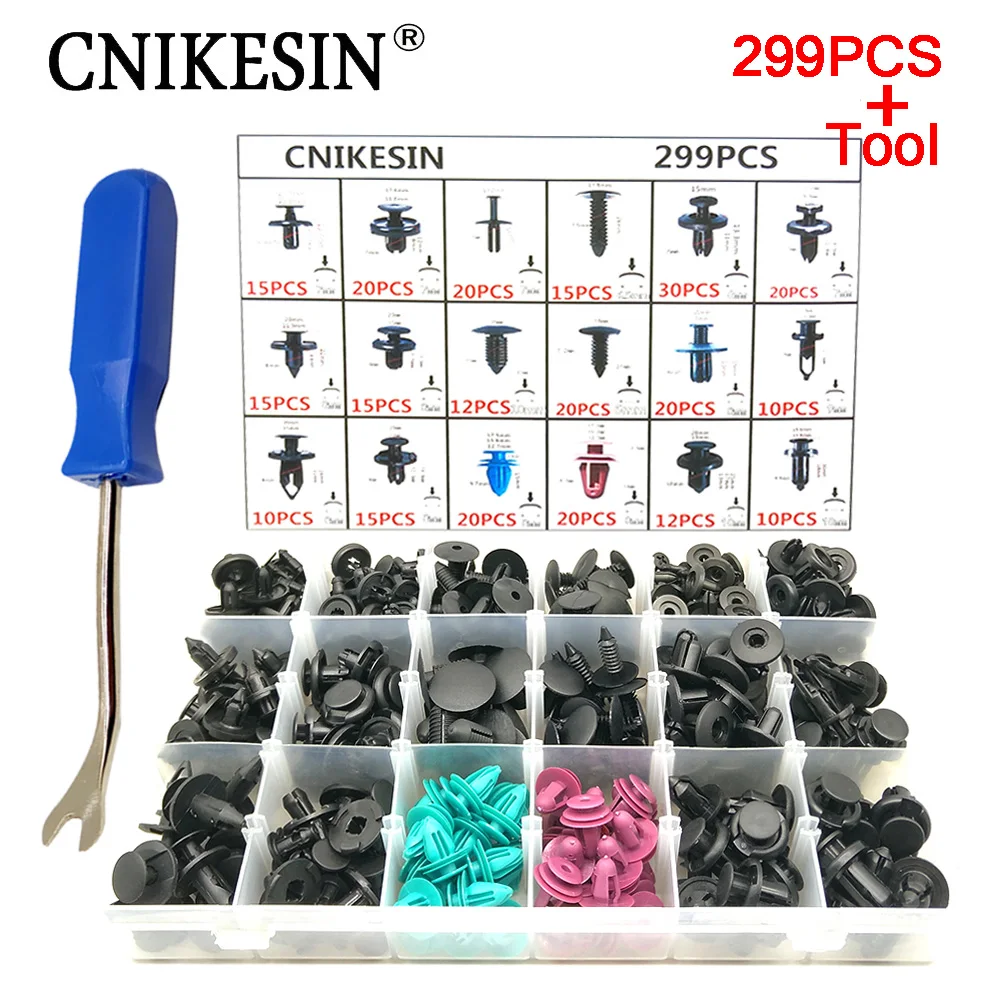 

299PCS Boxed Mixed Auto Fastener and Tools Bumper Fender Door Plank Fixed Clamp Clip for BMW Toyota Honda Mazda NISSAN Benz