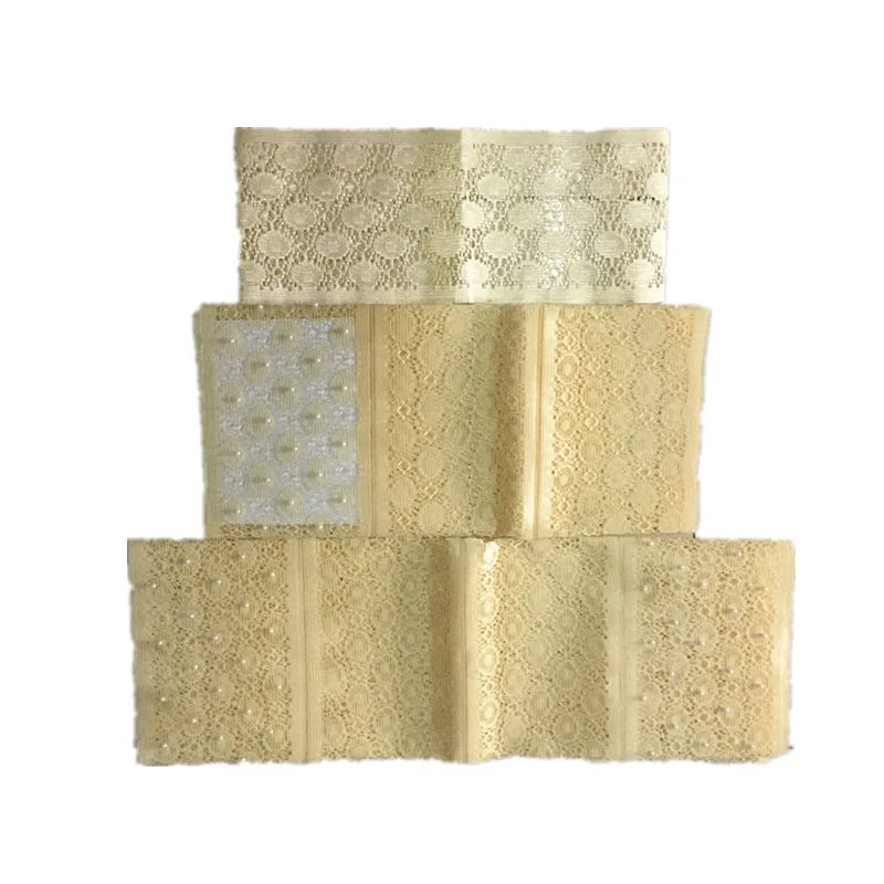 

BlackWin nigerian aso oke headtie with beads african fabric sego headtie auto gele headtie beige high quality 3piece/lot -J5