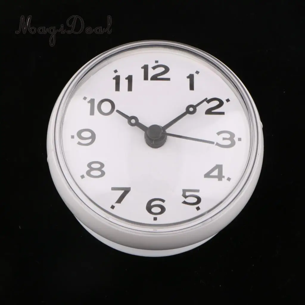 Silicone Waterproof Kitchen Bathroom Bath Shower Clock Suction Cup Wall Clock White