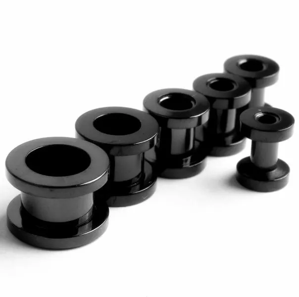 Black Ear Plugs Flesh Tunnels,Titanium Earring Hollow Expander Ear