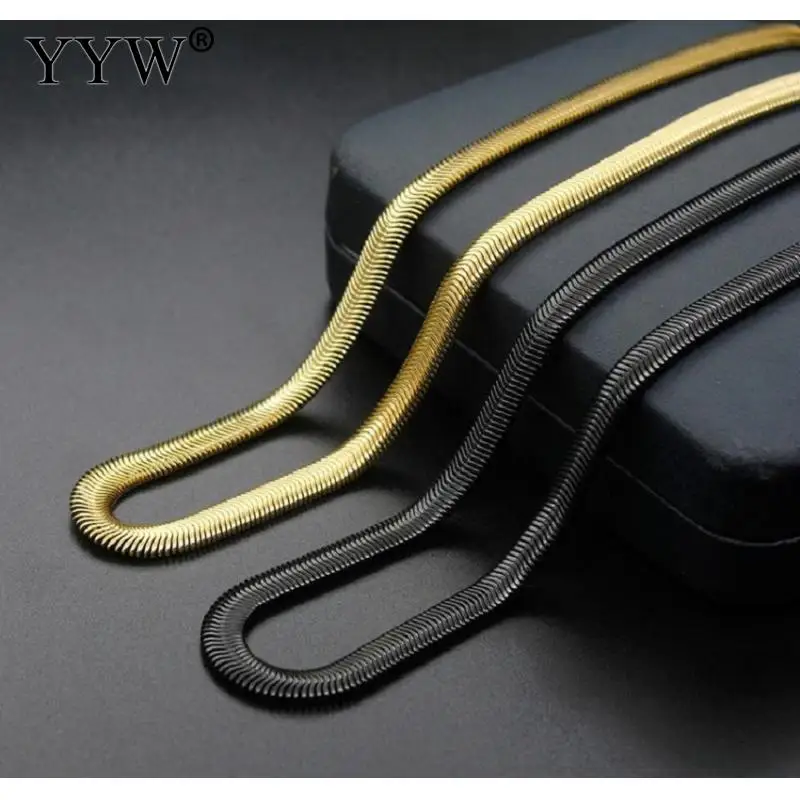 

Fashion new titanium steel flat snake necklace stainless steel necklace gold and black color trend necklace hot sale